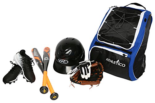 Athletico Baseball Bat Bag - Backpack For Baseball, T-Ball & Softball Equipment & Gear For Youth And Adults | Holds Bat, Helmet, Glove, & Shoes | Separate Shoe Compartment & Fence Hook (Blue) #TOP2