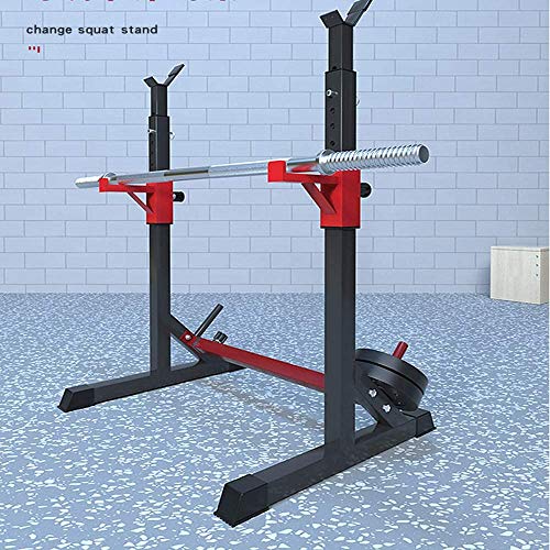 Alderman Adjustable Squat Rack Multi-Function Barbell Rack Dip Stand Barbell Stand Weight Lifting Rack Home Gym Fitness Weight Lifting Bench Press Dipping Station (Red Rack)