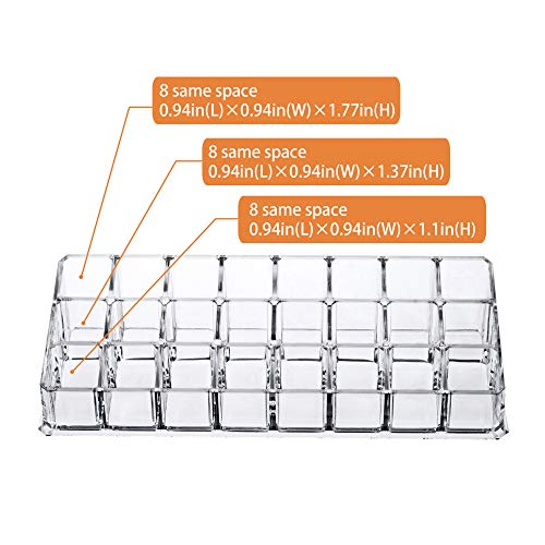 MOSIKER Acrylic Makeup Lipstick Organizer Clear Cosmetic Storage Organizers With 24 Slots Cosmetics Holder