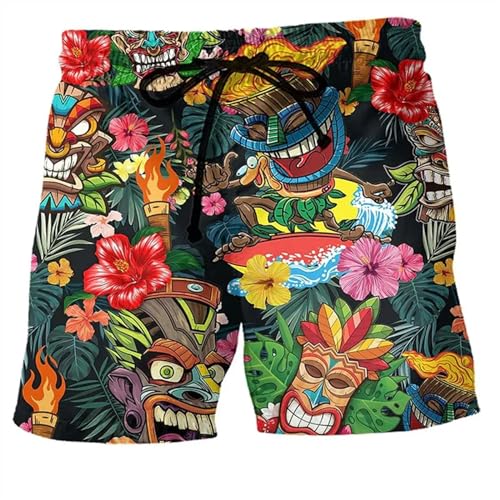 Men‘s Colorful Graffiti 3D Printed Surfing Board Shorts Cool Summer Street Hip Swim Trunks for Beach Shorts - Main Image