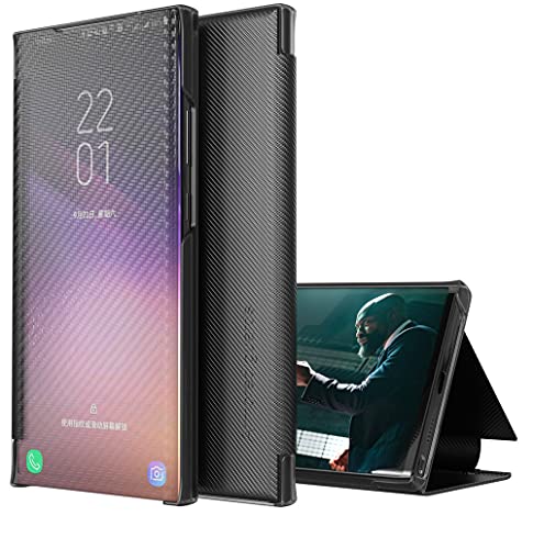 IVY P30 Pro Wallet Case for P30 Pro Carbon Fiber Texture Ultra Slim Flip Cover Case with Stand for Huawei P30 Pro - Black