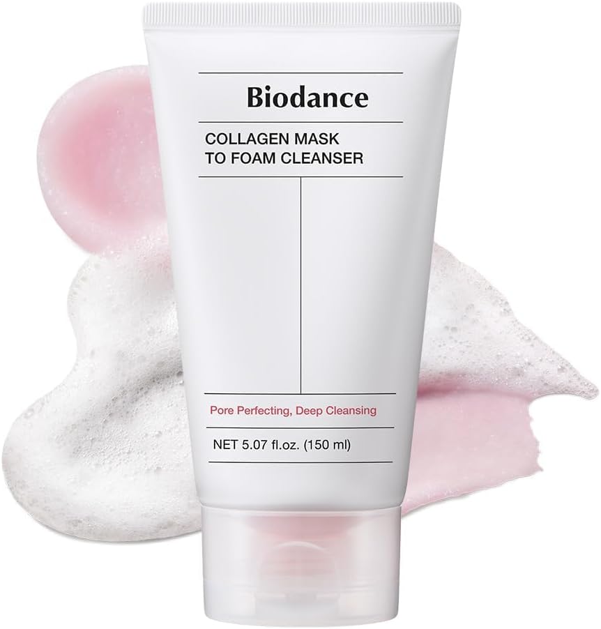 Collagen Mask To Foam Cleanser, 2-in-1 Pore Care and Hydrating Foaming Facial Cleanser for Sensitive Skin, Gentle Face Wash, Korean Skin Careㅣ5.07 fl. oz. (150 ml)