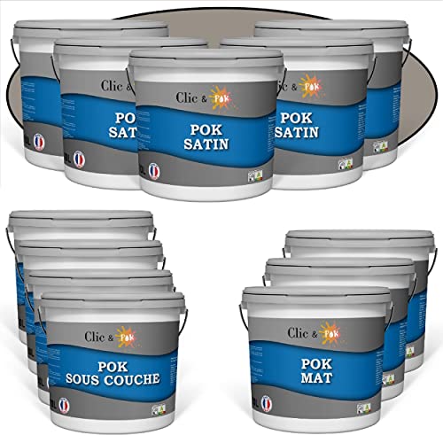 POK KIT MAISON NEUVE : Kit de Peinture Complet pour Murs et Plafonds - Taupe Chocolatée - 110m²