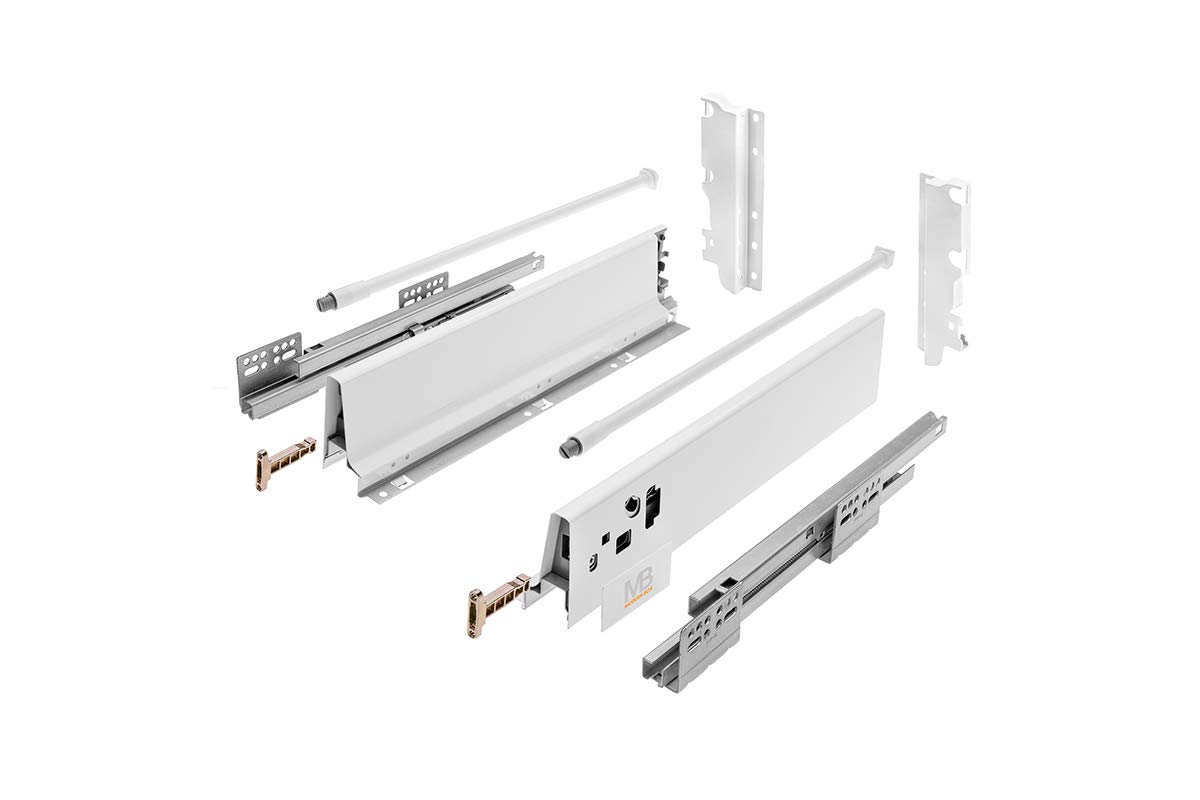 GTV - Modern Box Drawer I L = 350 mm H = 210 mm I White I Quiet Close I Load up to 40 kg I Easy Installation I Synchronisation of the Path of the Guides I PB-D-KPL350C1