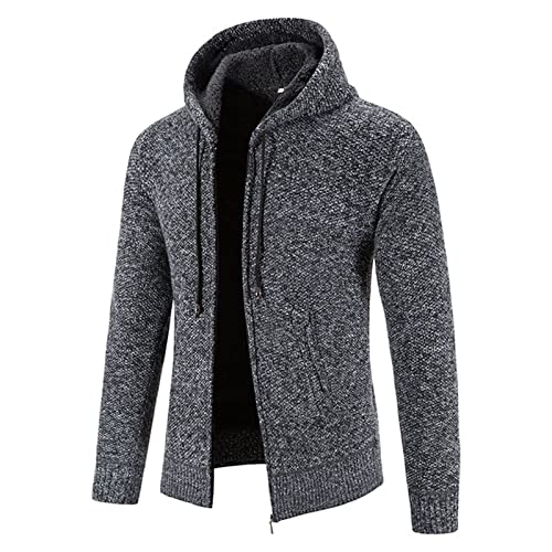 Mens Big and Tall Fleece Jacket Fashion Long Sleeve Warm Plush Sweater Coat Cable Knit Full Zip Cardigan Sweater2