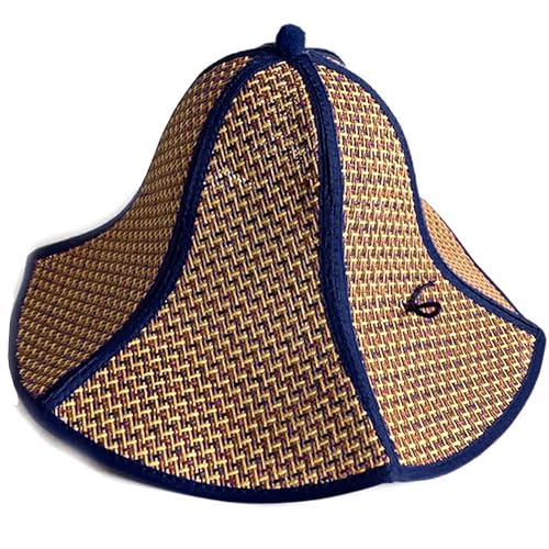 Sombrero femenino azul de paja con ala grande miniatura 1