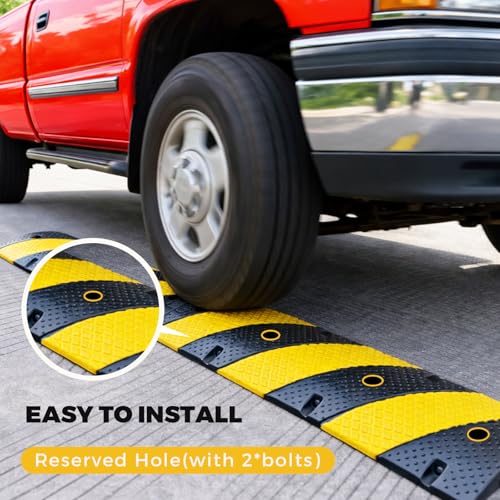 Image of BESEA 36 inch Rubber Speed Bumps for Driveway 2 Pack, Portable Heavy Duty