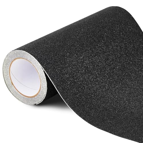 Image of Watersay 12 Inch X 20 ft Widen Anti Slip Tape, Outdoor Non Skid Traction Tape, Waterproof Durable, Grip and Friction Tread Strips Abrasive Adhesive for Deck Boat Skateboards & Scooters, Black