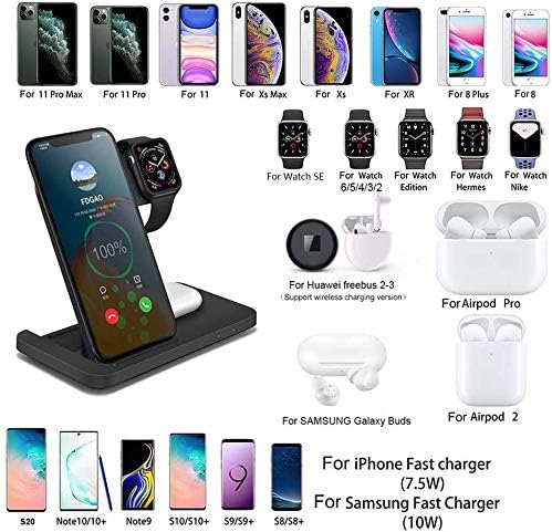 Wireless Charger FDGAO 3 IN 1 Wireless Charging Stand 15W Fast Charger Dock Station For Apple Watch 7/SE/6/5/4/3/2;Air pods 2/Pro;Fast Charging for iPhone 14 Pro Max/13/12 Pro/11/XR/Xs/8