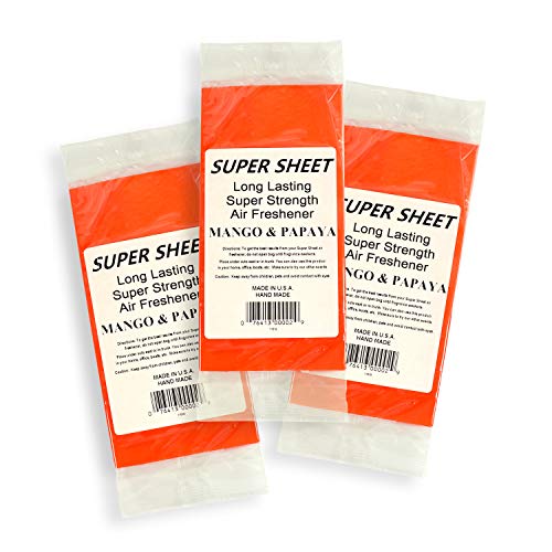 Image of Super Sheet Small (7.5 inchx3.75 inch) Under Seat Car Air Freshener, 3-PACK (Mango and Papaya)