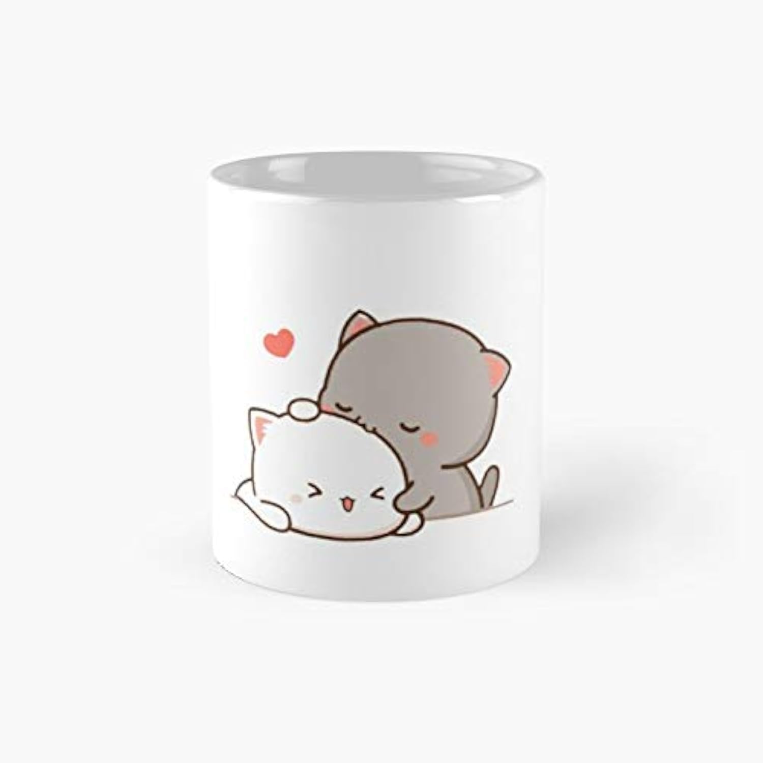 Snuggles Kaffeetasse, Motiv: Mochi Pfirsich und Goma Süße Katze, Klassisches Geschenk, 330 ml, Keramik