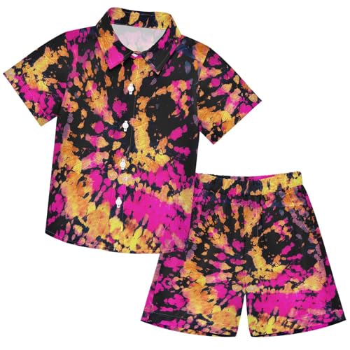 Image of visesunny Boy's 2 Pieces Shirt and Short Set Casual Shirts Short Sleeve Beach Shorts Summer Outfits for 3-10 Years Kids