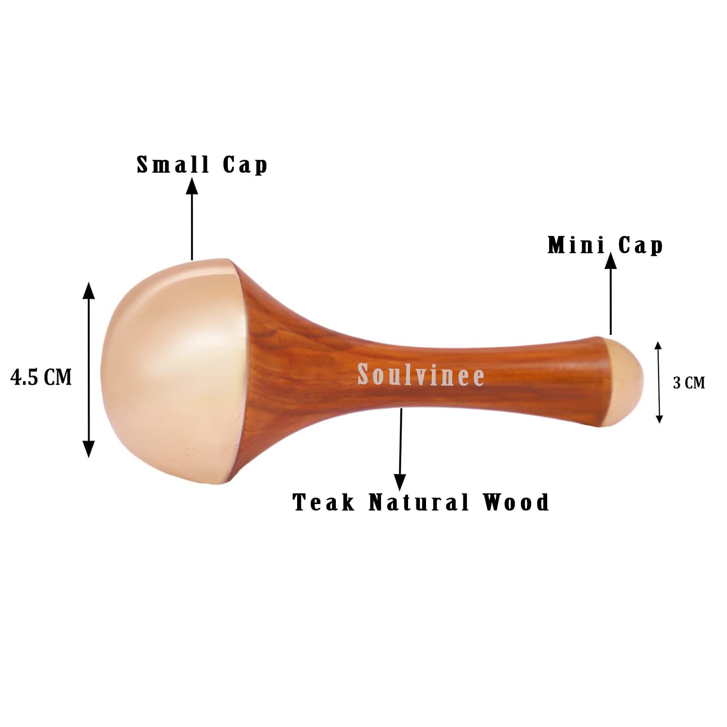 Soulvinee Kansa Wand Face & Body Massager, Bronze Wand with Wooden Handle, Detoxification & Deep Relaxation, Manual Massage Wand, Home Use