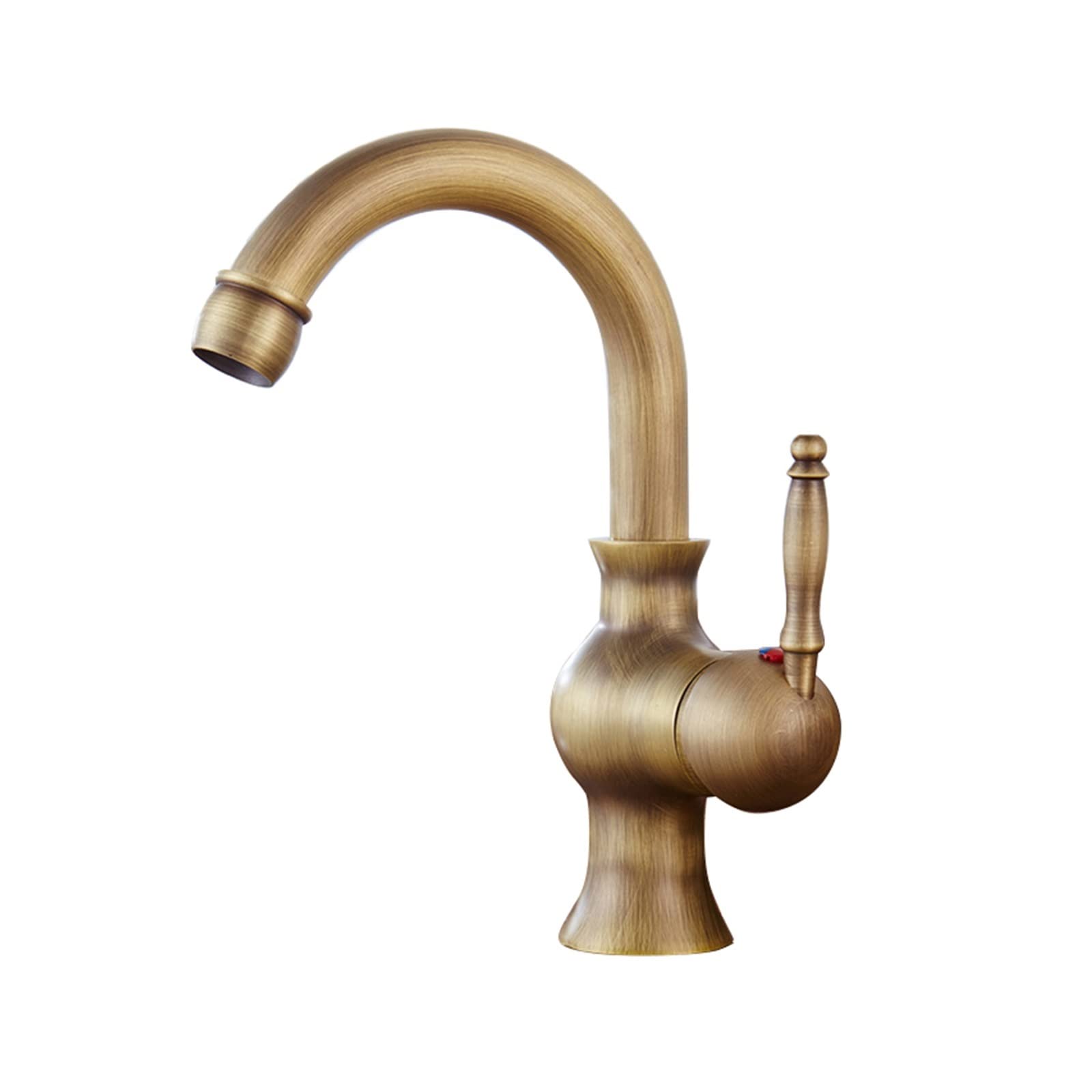 Deluxe Retro Faucet Copper Basin Bathroom washbasin Faucet Single Handle 360 Degree Rotating hot and Cold Water Mixer Faucet (Color : A1)