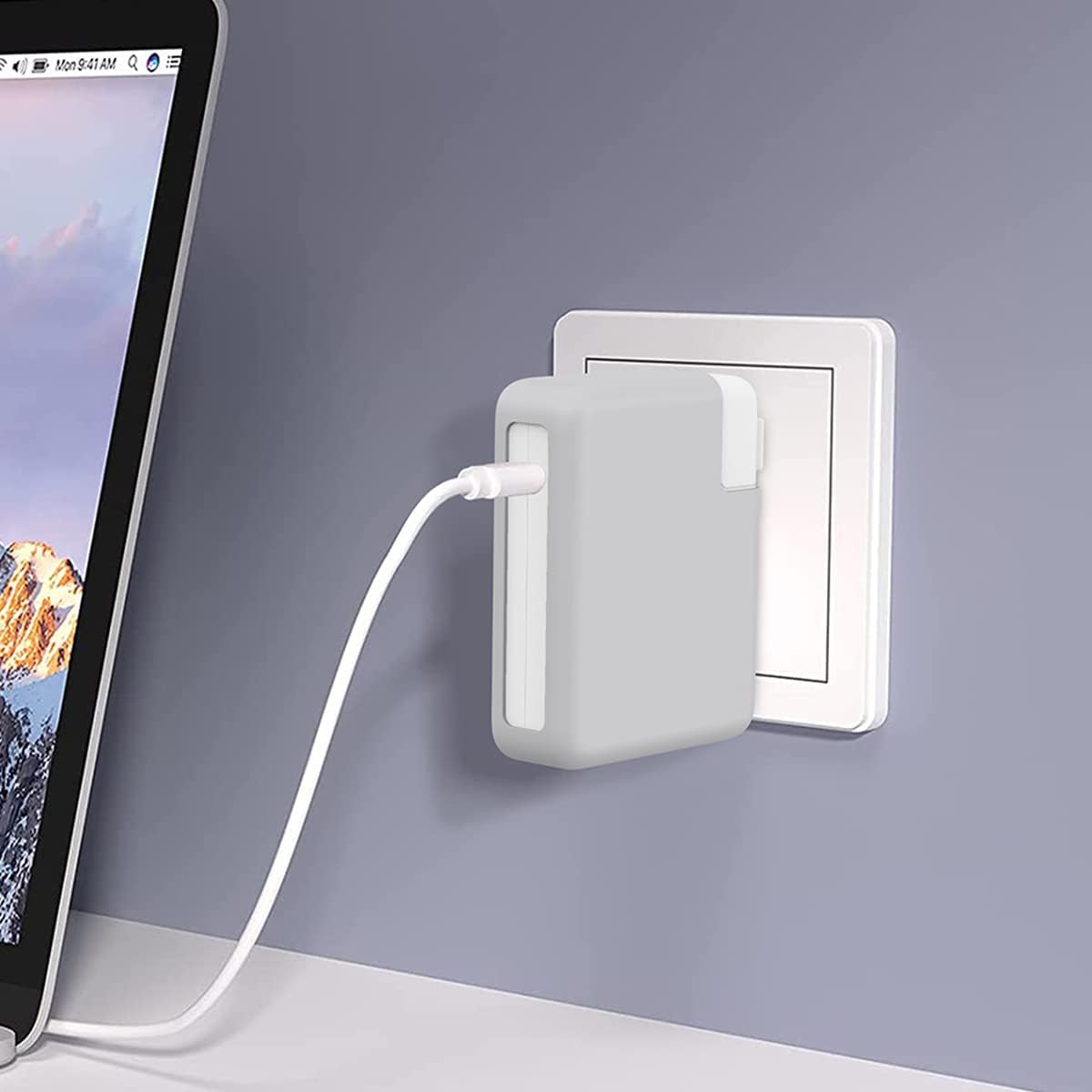 140W Soft Silicone Power Adapter Sleeve Case for 2021 2022 2023 2024 MacBook Pro 16 inch A2485 M1 A2780 M2 A2991 M3 A3186 A3403 M4 Charger Protective Cover (140W), Gray - Image 8