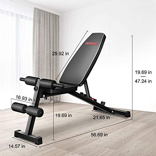PITHAGE Weight Bench for Home Gym Adjustable Strength Training Bench for Full Body Multi-function Workout Bench with 6 Position Body-building apparatus