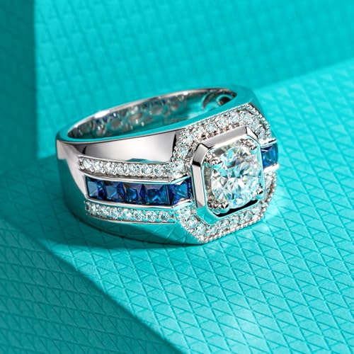 AnuClub Moissanite Wedding Rings for Men 2.68cttw D Color VVS1 925 Sterling Silver Engagement Promise Anniversary Band Ring with Certificate4