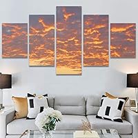 SIGNWIN 5 Panel Canvas Wall Art Modern Art Coastal Colorful Multicolor Photography Romantics Sunset for Home Decorations Ready to Hang - 60