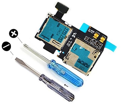 MMOBIEL Sim Tray SD Card Reader for Samsung Galaxy S4 i9295 Active Holder Memory Slot Flex Replacement part incl 2 x screwdriver for installation
