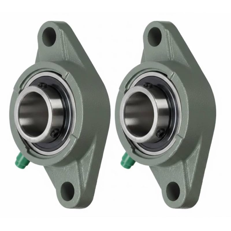 UCFL205-15 (15/16") Bore 2-Bolt Square Flange Bearing Unit, Self-Aligning Mounted Bearing, Cast Iron Housing, Set Screw Lock