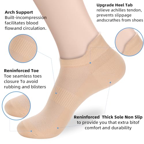 Image of ATBITER Ankle Socks Womens and Men Thin Athletic Running Low Cut No Show Socks With Heel Tab 6-12 Pairs | White Short Summer Athletic Running Yoga Pilates Workout Sneaker Socks Lightweight Non Slip Size 7-9 9-11