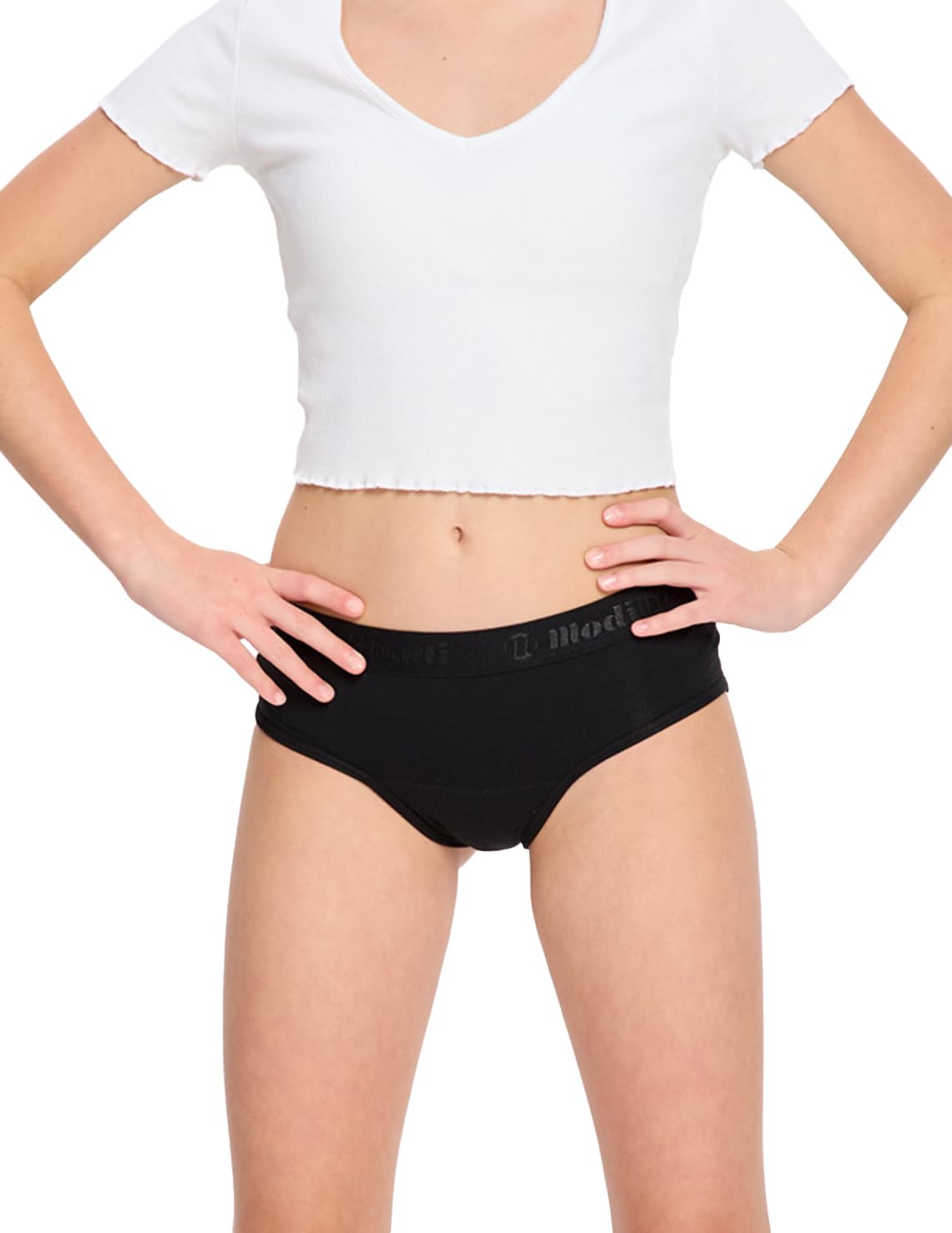 Modibodi Women's Black Period Underwear For Teenagers - Hipster Boyleg Shorts - Moderate 30 Ml Absorbency Y08-10