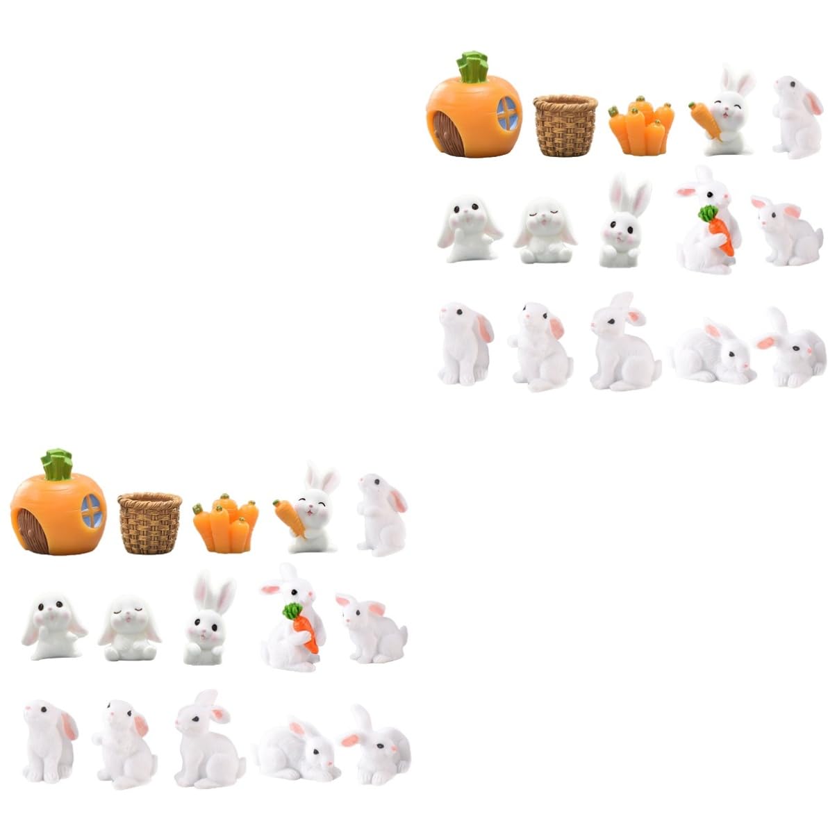 PRETYZOOM 2 Sätze Mikrolandschaftsdekoration Hasenfiguren Animal Figures Easter Bunny Gartendekoration Ostern Tischdeko Bonsai-Ornament Mikro-landschaftsschmuck Kunstharz 15 Stück * 2