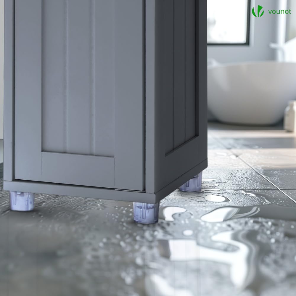 VOUNOT® Colonna Bagno, Armadio da Bagno Salvaspazio, Mobile Alto Bagni con 2 Ante e 1 Cassetto, 20x20x180cm, Grigio