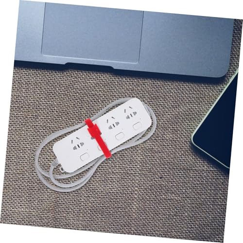 100 piezas de bridas de cable reutilizables rojas con gancho y bucle para organizar cables, correas autoadhesivas para administración de cables en el hogar y oficina miniatura 6