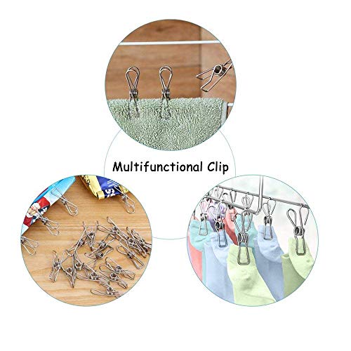 Clothespin 2.2” Pin, 40 Pack Stainless Steel Wire Clip Hook For Socks Towel Bag Scarfs Hang Drying Rack Tool, Laundry Kitchen Cord Wire Line Clothespins Pegs, File Paper Bookmark Binder Metal Clip #TOP7