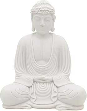 Serene Meditating Buddha Statue in White Finish for Indoor and Outdoor Use White