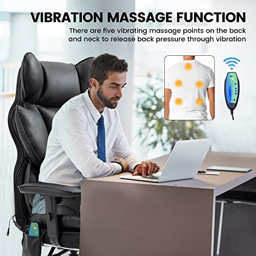 Gurlleu Executive Office Chair Office Desk Chair, Massage Reclining Office Chair With Foot Rest, Real High Back Office Chair With Lumbar Pillow Support Pu Leather Computer Chair (Black) #TOP5