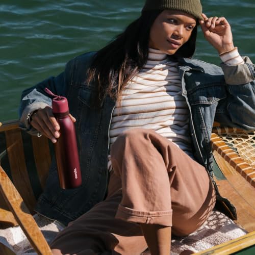 Image of Owala FreeSip Twist Insulated Stainless Steel Water Bottle with Straw for Sports and Travel, BPA-Free, 24-oz, Black Cherry