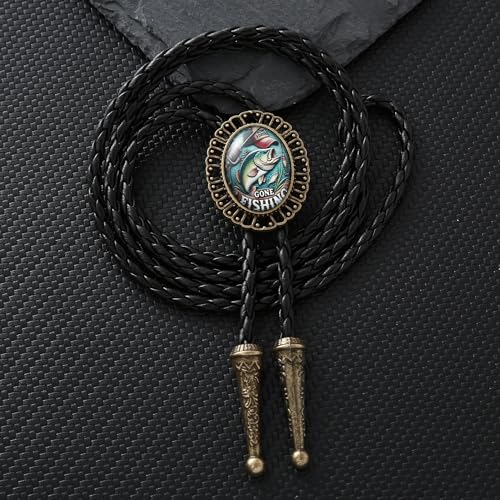 Image of Jeilwiy Bolo Tie for Men Western Cowboy Gothic Bolo Tie Necklace Halloween | Glow in Dark Bolo Tie for Men Women, 3D Halloween Bolo Tie, Gothic Western Ties, String Ties for Men Rodeo Leather Necktie