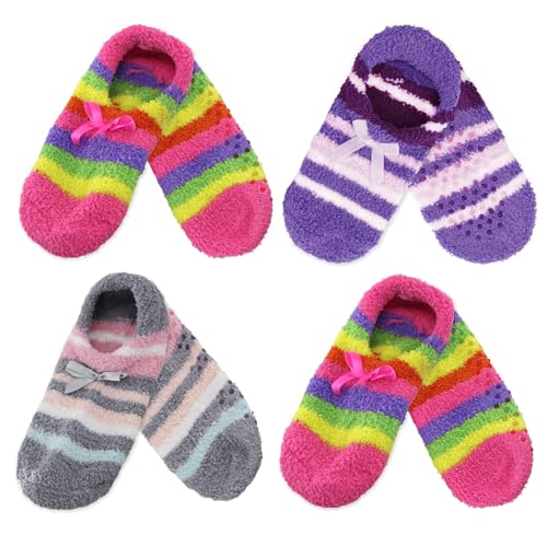 Image of BambooMN Women's Soft Fuzzy Cozy Footies Travel Home Non-Slip