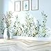 VePret Green Plants Leaves Wall Decals Peel and Stick, Large Floral Flowers Wall Stickers, Removable Vine Home Decor Art for Bedroom Living Room Classroom Office