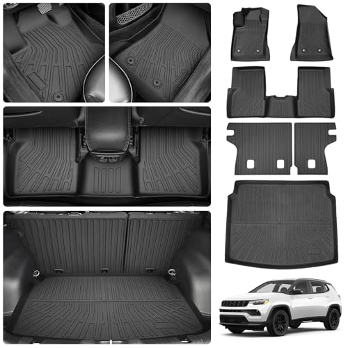 Floor Mats for Jeep Compass 2017-2024 2025 Trunk Mat with Backrest Mat for Jeep Compass Accessories...