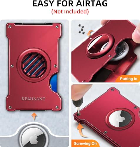 KEMISANT Men Airtag Wallet, Slim Wallet Front Pocket Money Clip for Gift Men Aluminum Card Holder RFID Blocking 15Cards2