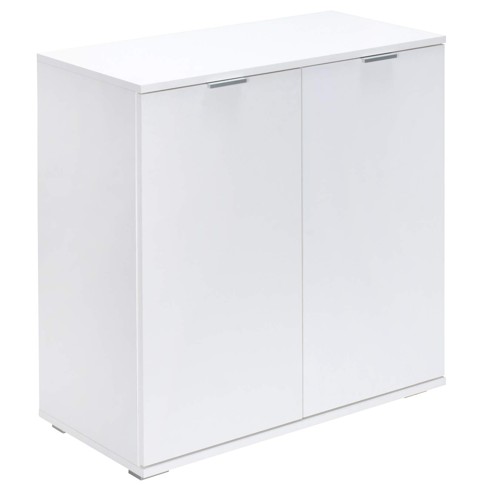 Casaria® Cassettiera Alba 2 Ante con Ripiani 71x74x35cm Comò Armadietto Ufficio Mobiletto Bianco