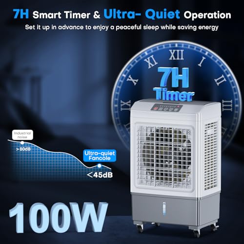 Image of 3600CFM Swamp Cooler, 3-IN-1 Evaporative Air Cooler w / 12Gal Dual Tank, 120 Oscillation for 1000Sq.ft Cooling, 4 Ice Pack, 3Modes&3Speeds, Timer, Windowless Portable Air Conditioner for Room