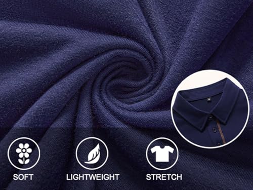 Polo clásico de hombre EDITCOZY manga larga camisa de golf | Ligera, transpirable, stretch, con botones, bolsillos, cuello, pulóver, casual para trabajo miniatura 6