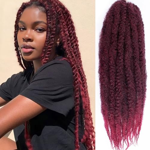 Samtress Marley Twist Braiding Hair 8 Packs 24 Inch Marley Hair Crochet Braids Long Afro Kinky Synthetic burgundy Marley Twist Hair For Faux Locs Marley Braiding Hair Extensions (#TBUG)