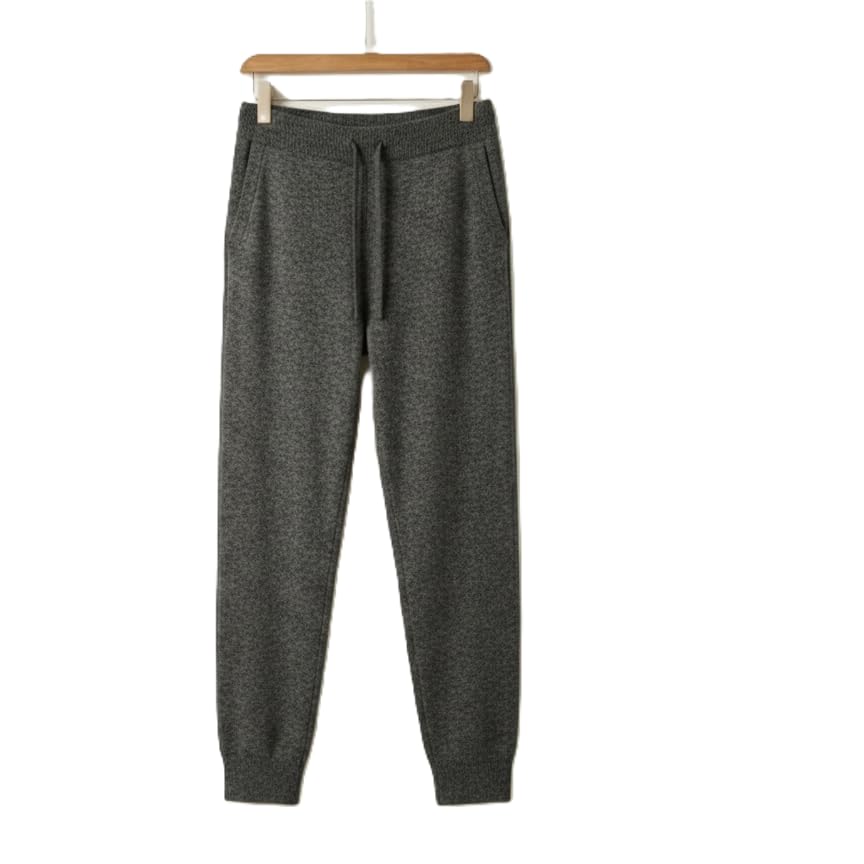 NPIA Certified 100 Undyed Cashmere Joggers Men 2-Ply 16 Micron Organic Wool Lounge Pants Natural Drawstring Sweatpants
