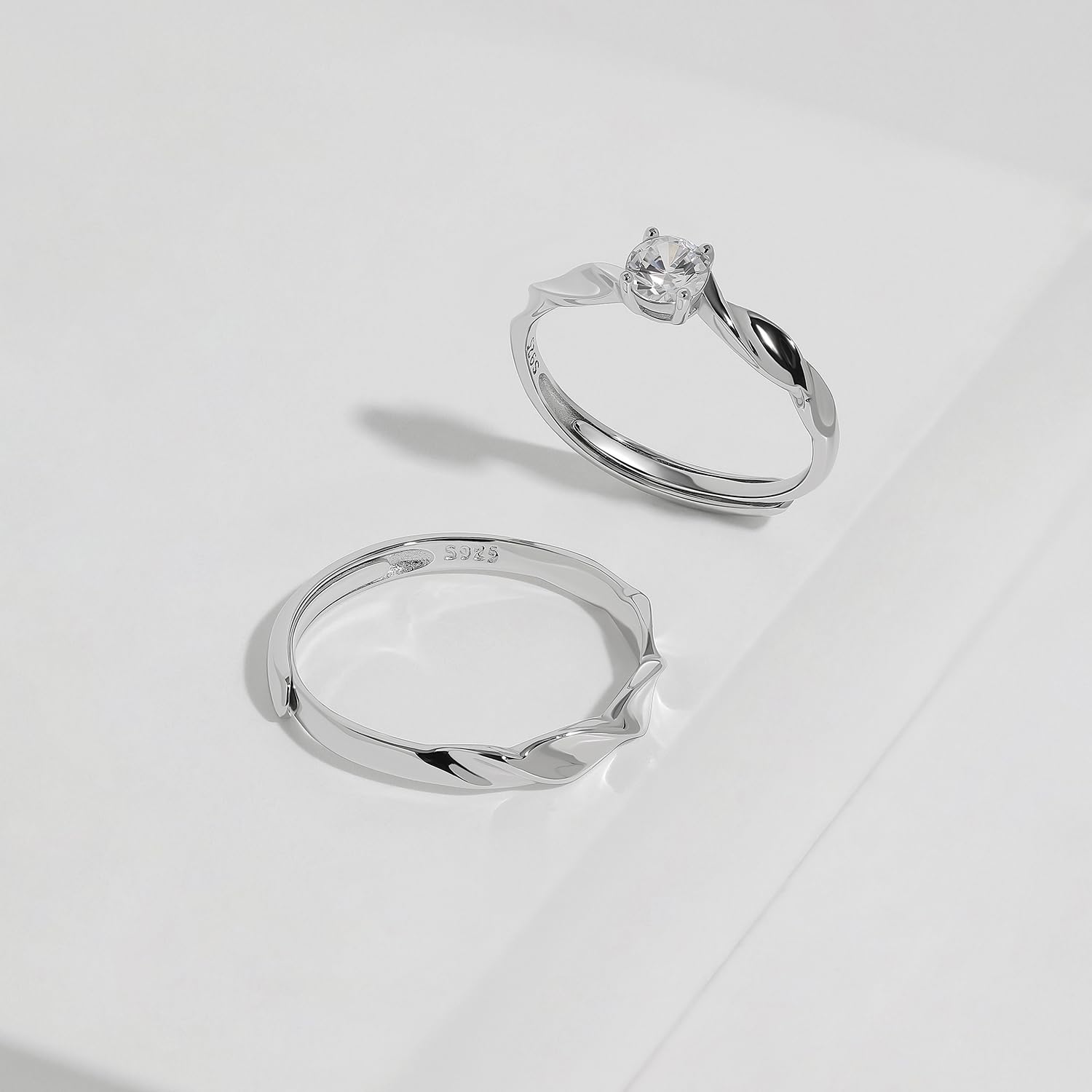 Meissa Amor Eterno Anillo de Pareja Plata de Lay 925 Circonita cúbica, Anillo de Compromiso Boda Joyería de aniversario, Juego de dos Anillos