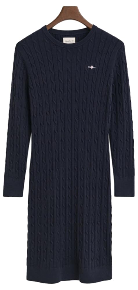 Gant Damen Stretch Cotton Cable C-Neck Dress Kleid