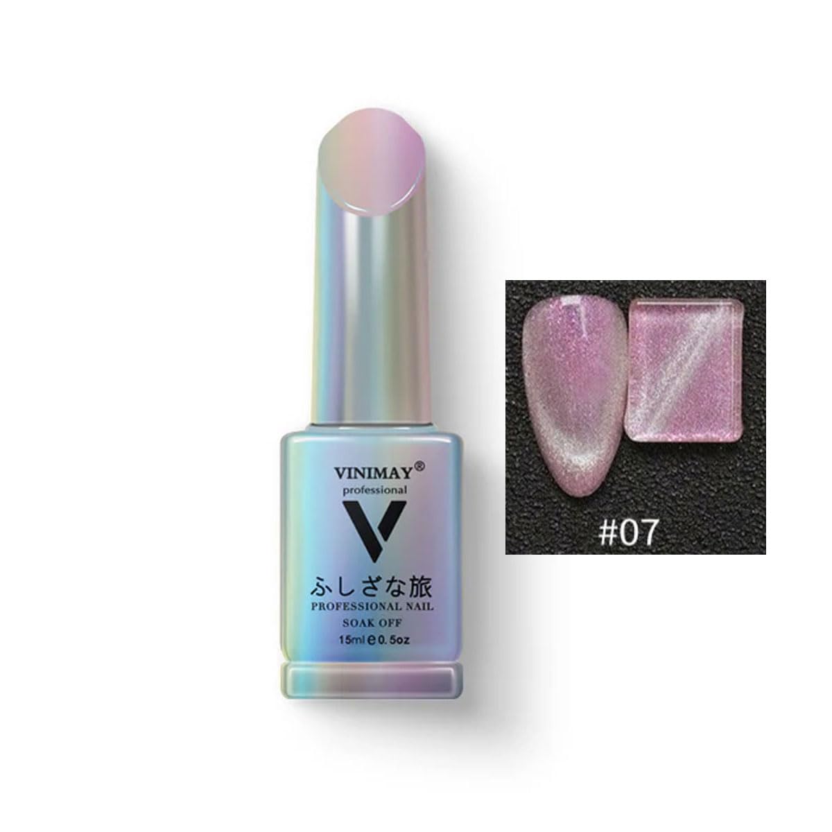 Vinimay Professional 7 Star Cat eye UV/LED gel Polish 15ml (Pink)-image-11