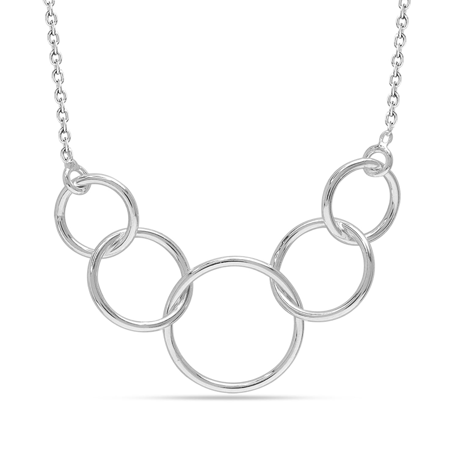 LeCalla 925 Sterling Silver BIS Hallmarked Five Interlocking Circle Cable Link Chain Necklace 50th Birthday Gift for Women Mom Sister Grandma (B0CGR6ZKY6) Amazon Price History, Amazon Price Tracker