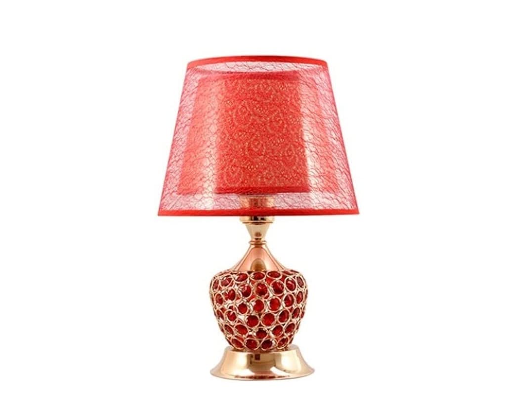Lampka Nocna Lampa Stołowa Z USB Kryształowa Lampka Nocna LED Lampa Biurkowa Do Sypialni Salon Lampka Nocna Do Pokoju Weselnego PVC E27 Lampa Stołowa Lampy Stołowe (Color : B-Red, Size : Remote swit