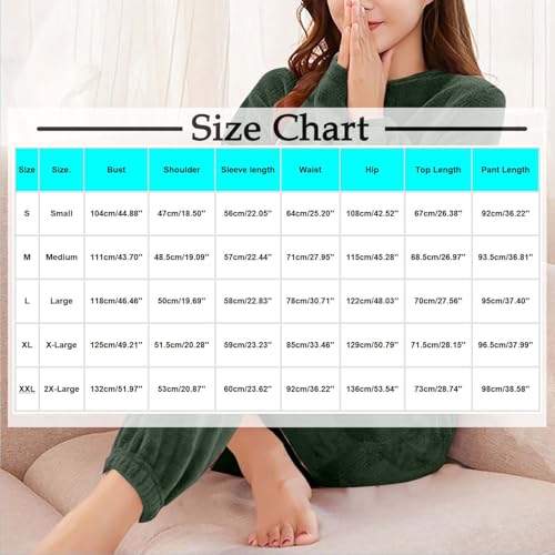 Women's Flannel Pajamas Set Winter Fleece Fuzzy Thermal Pjs Loungewear Sets - image 5