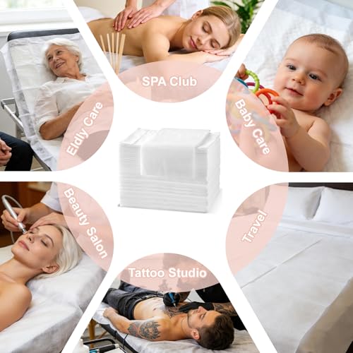 Image of Spa Bed Sheets Disposable Massage Table Set, 90 Pcs Massage Sheets Cover Non-Woven Fabric for Beauty Salon, Hotels, 70'' x 31''